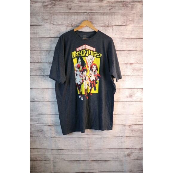 My Hero Academia 2X Anime Cartoon Graphic Print Gray T Shirt - Picture 1 of 3